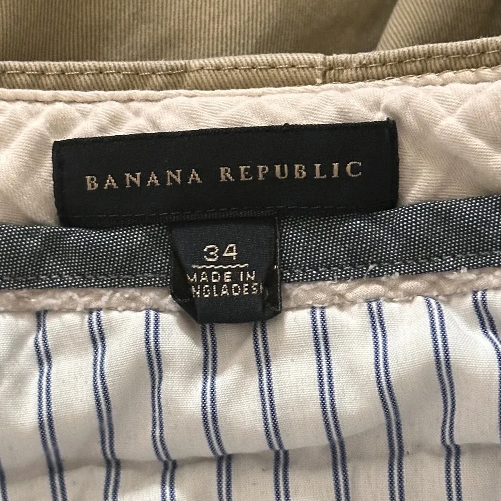 Banana Republic Mens Khaki‎ Cotton Cargo Shorts Tan Size 34 Utility Multi Pocket